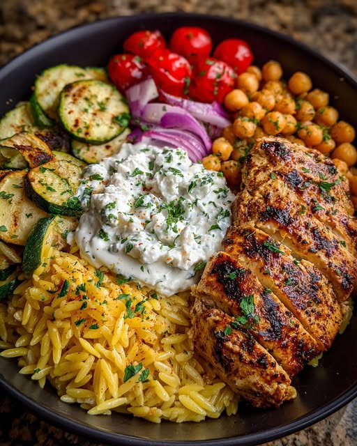 gurt Sauce & Roasted Veggies & Chickpeas Recipe - Recipe Image