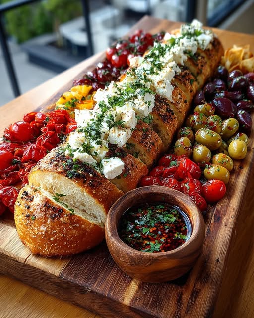 Rustic Mediterranean Bread and Feta Board Recipe - Recipe Image