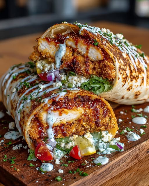 en Wrap with Lemon Garlic Yogurt Drizzle Recipe - Recipe Image