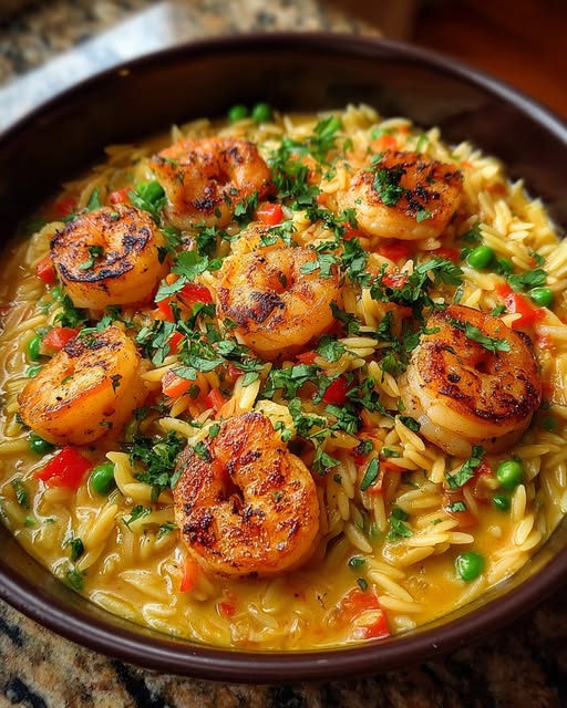 Thai Coconut Shrimp Orzo with Cilantro Recipe - Recipe Image
