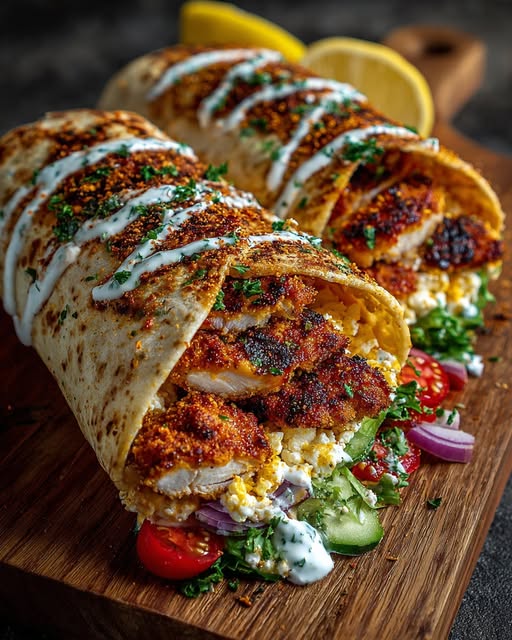 Chicken Wrap with Garlic Yogurt Drizzle Recipe