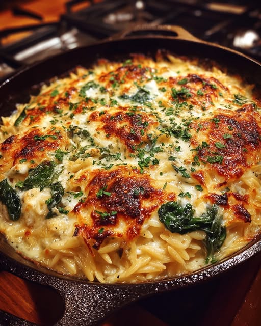 Spinach & Gorgonzola Orzo Bake Recipe