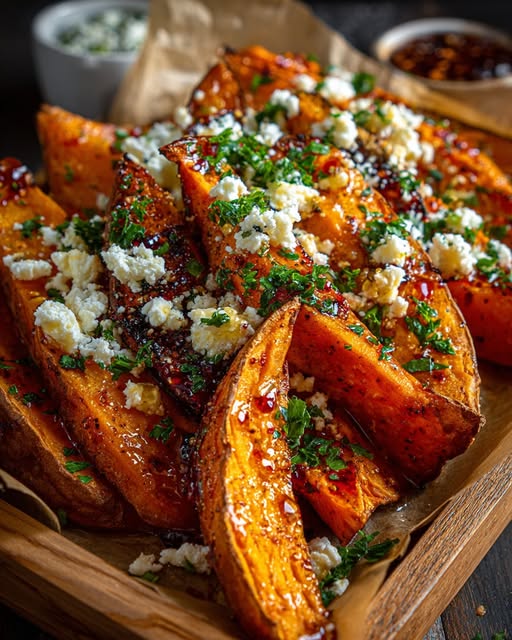 o Wedges with Feta and Hot Honey Drizzle Recipe - Recipe Image