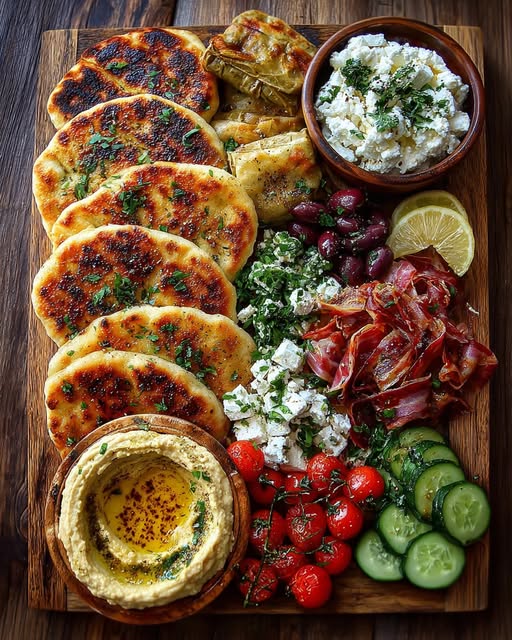 Rustic Mediterranean Flatbread and Tapas Board Recipe - Recipe Image
