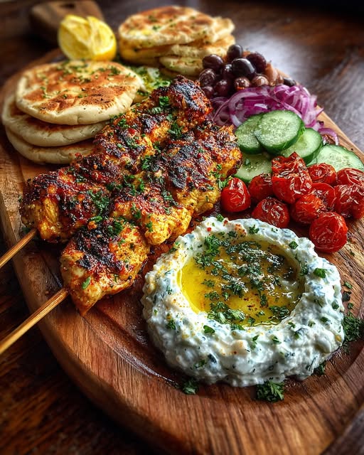 uvlaki Mezze Board with Whipped Feta Dip Recipe