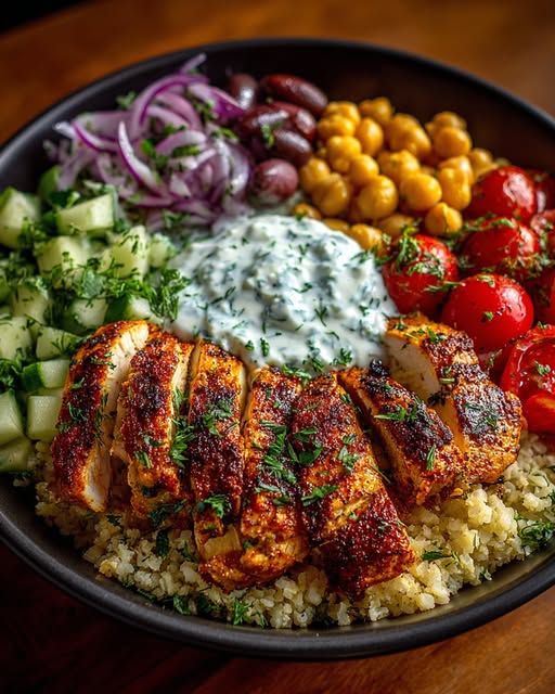Mediterranean Chicken Power Bowl with Tzatziki Sauce Recipe